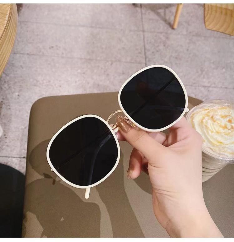 Glasses European and American Trend Sunglasses Net Red Rice White Main Color Metal Glasses Personality Street Shooting Big Frame Ladies Sunglasses