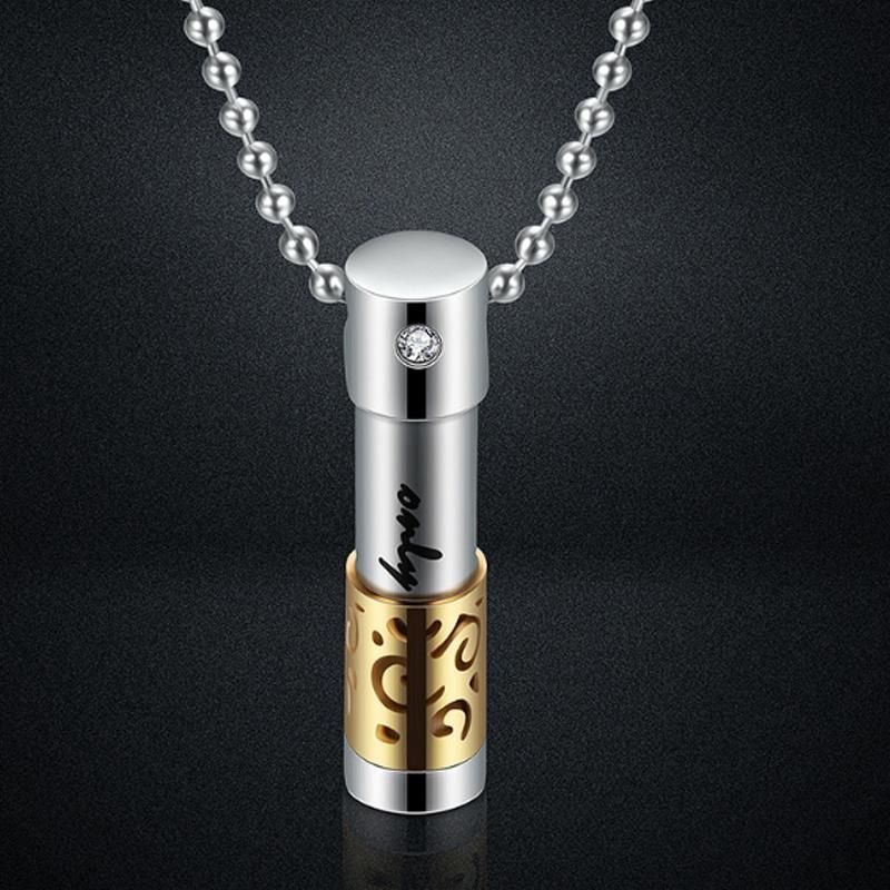 Stainless Steel Perfume Bottle Pendant Jewelry Necklace