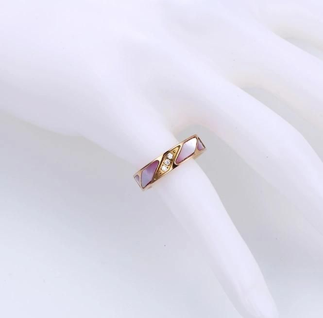 Unique Design Fashion Stainless Steel Jewelry Rose Gold Color Synthetic Zircon Ring