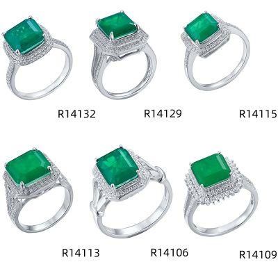 2022 New Design 925 Sterling Silver with Emerald Stone Ring
