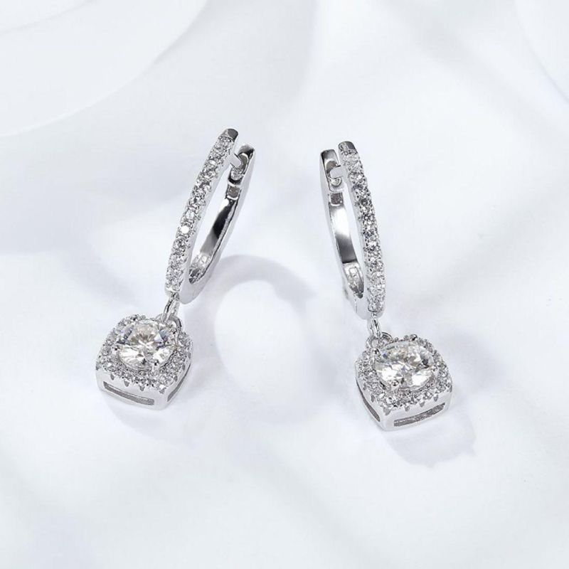 S925 Sterling Silver Hoop Earrings 5mm 6.5mm Round Shape Moissanite Stone Hot Sale Products