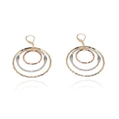 Trendy Tricolor Gold Plated Safety Pin Hoop Stud Earrings