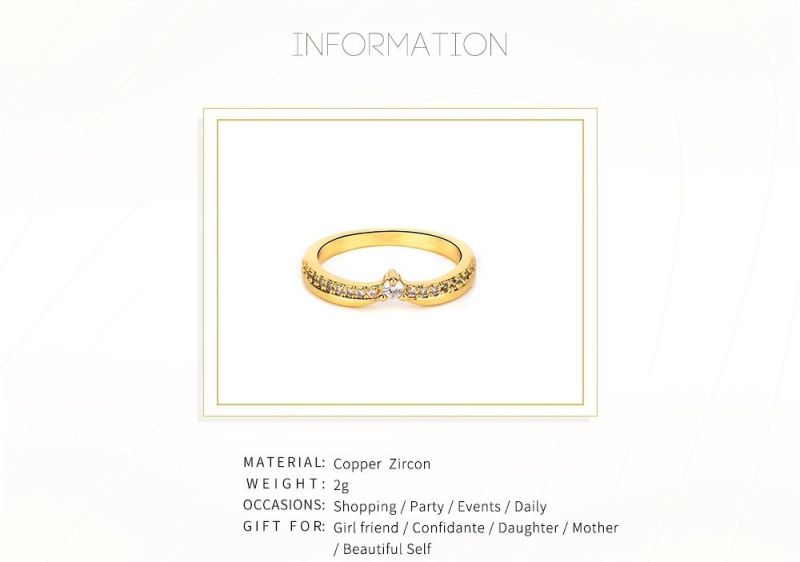 Simple Design Cubic Zirconia Brass Ring Fashion Eternity Ring