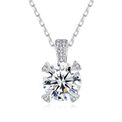 Dainty 925 Sterling Silver Huge Cubic Zircon Pendant Necklace