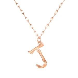Gold-Plated Stainless Steel Knot Letter J Charm Necklace