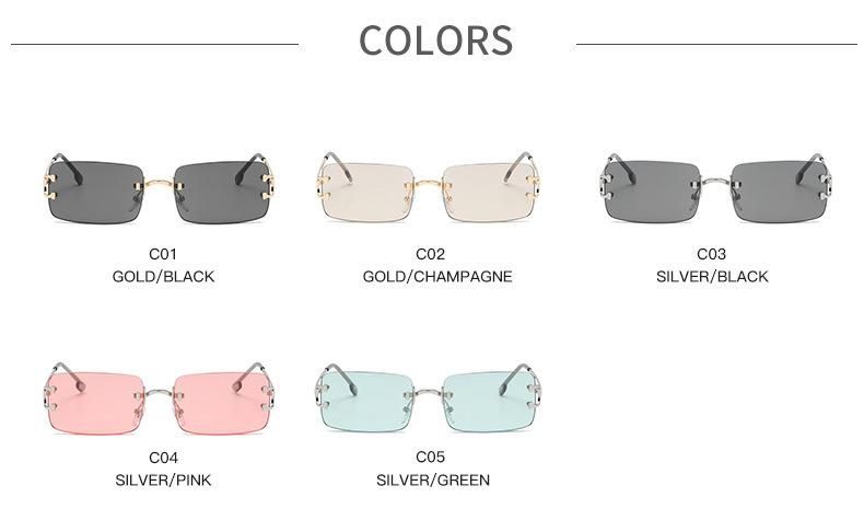 2021 Brand Oversized Metal Sunglasses Luxury Semi Rimless Sunglasses Women Luxury Shades Sunglasses for Women