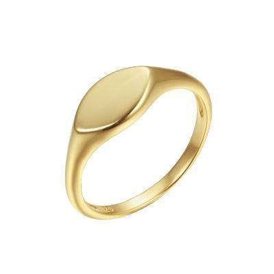 Custom Design Fashion Jewelry Oval Engraved 18K Gold Plated 925 Sterling Silver Starburst Blank Plain Signet Ring for Women