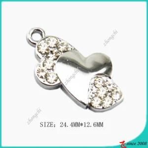 Zinc Alloy Bent Heart Charm Jewelry Making