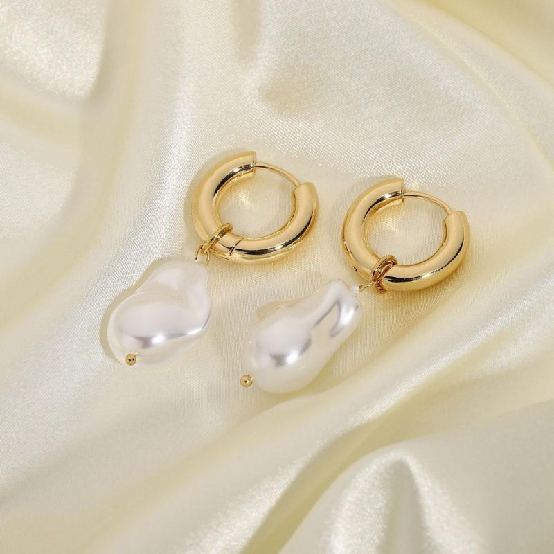 Manufacturer Custom Fashion Jewelry Pearl Earrings, Women Gold Earring Set, Pearl Hoop Earring