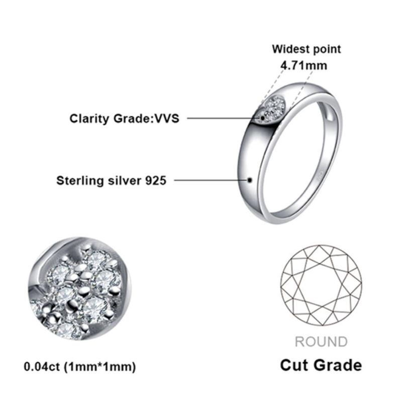 925 Sterling Silver Women Heart Love Wedding Band Engagement Promise Ring Wholesale