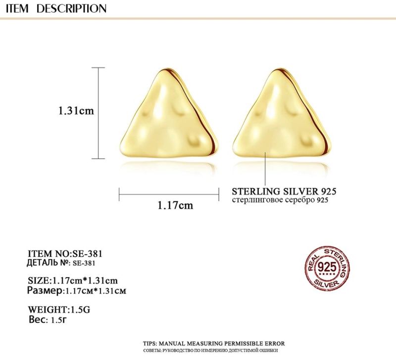 Regular Triangle Golden or Sliver Vintage Earrings Stud