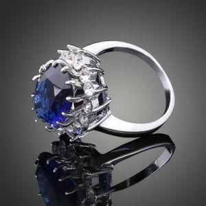 Top Quality Fashion Women Luxurious Elegent Blue Crystal Wedding Ring