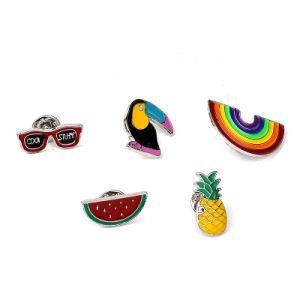 Fashion Color Enamel Lapel Pin Badge Glass Rainbow Necktie Clip Brooch Watermelon Woodpecker Shirt Collar Pin Jewelry Gift Zjp1601