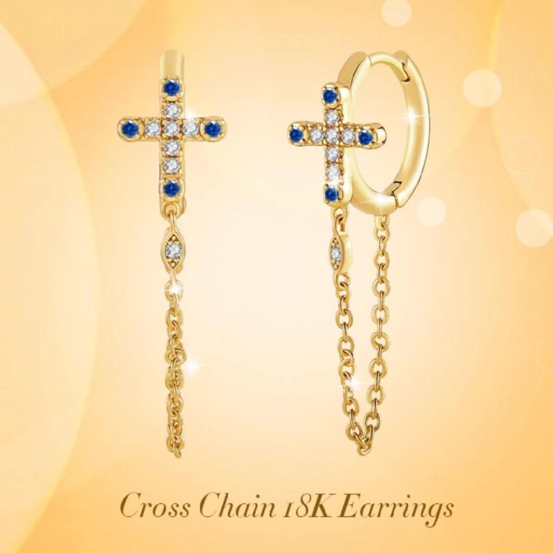 Wholesale Earring Christian Cross Dangle Chain Earrings Easter Jewelry Hoop Earrings Women
