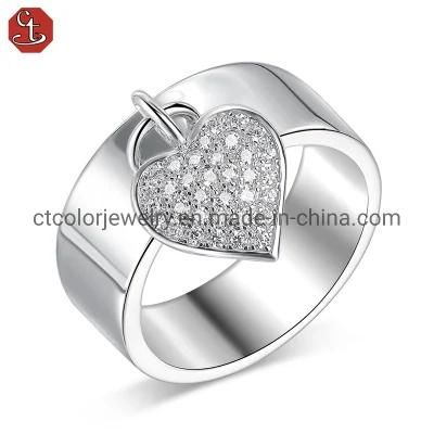 High Quality 925 Sterling Silver ring White cz Heart Accessories Fashion ring