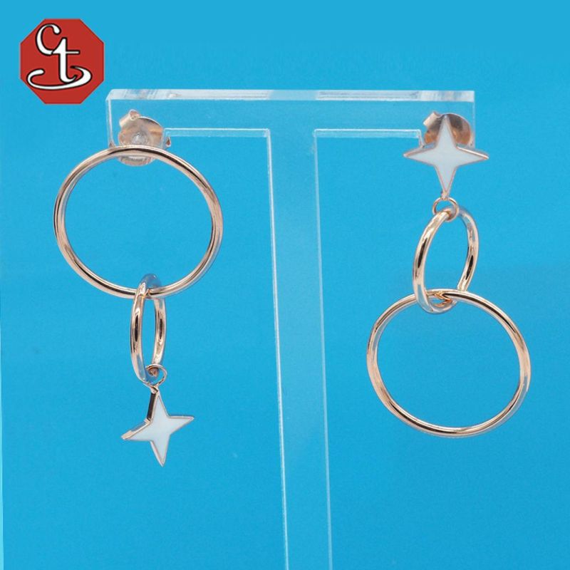 Red Color Enamel Star Earring Metal Earring with Enamel Fashion Sterling 925 Silver Jewelry