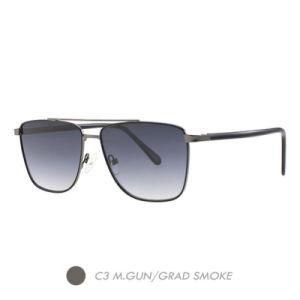 Acetate&Nylon Polarized Sunglasses, Double Brigde Square Frame A19010-04