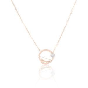 Stainless Steel Gold-Plated Ring Steel Wire Diamond Necklace for Women