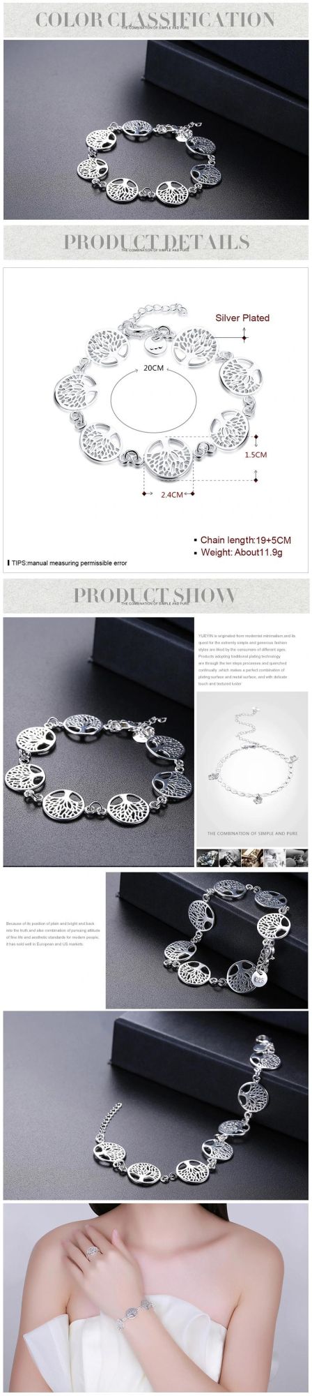 Factory Direct Heart-Shaped Pendant Flower Bracelet