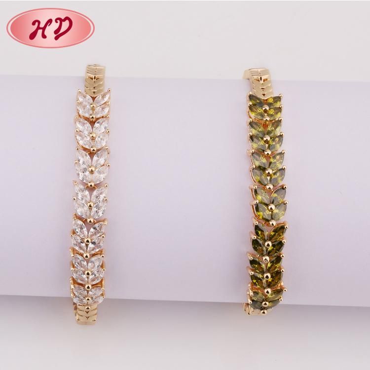 Fashion Jewelry 18K Gold Rhodium Gemstone Bracelet for Lady