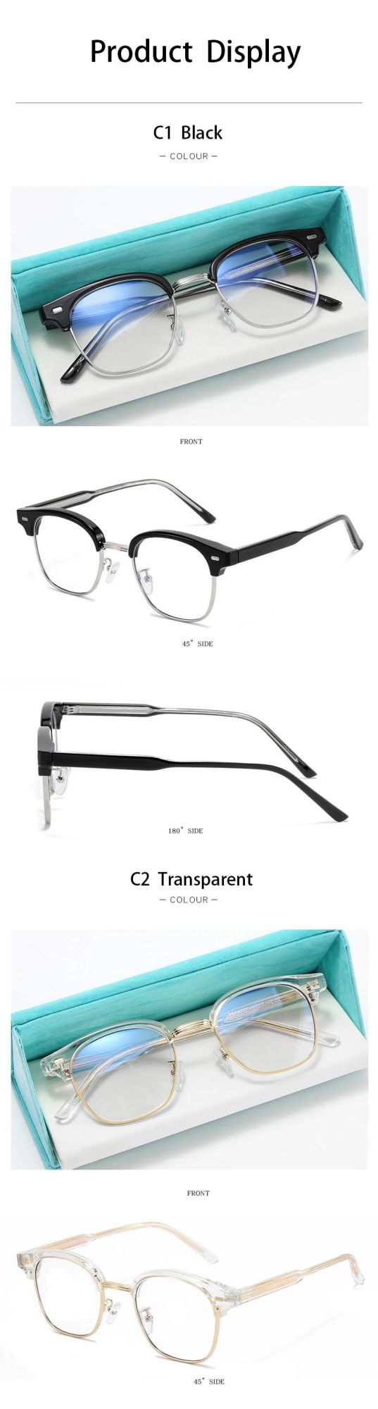 2022 Wholesale Glasses Frame Tr90 Korean Retro Myopic Glasses Frame Anti Blue Light Flat Lens Ins Small Red Book Recommended