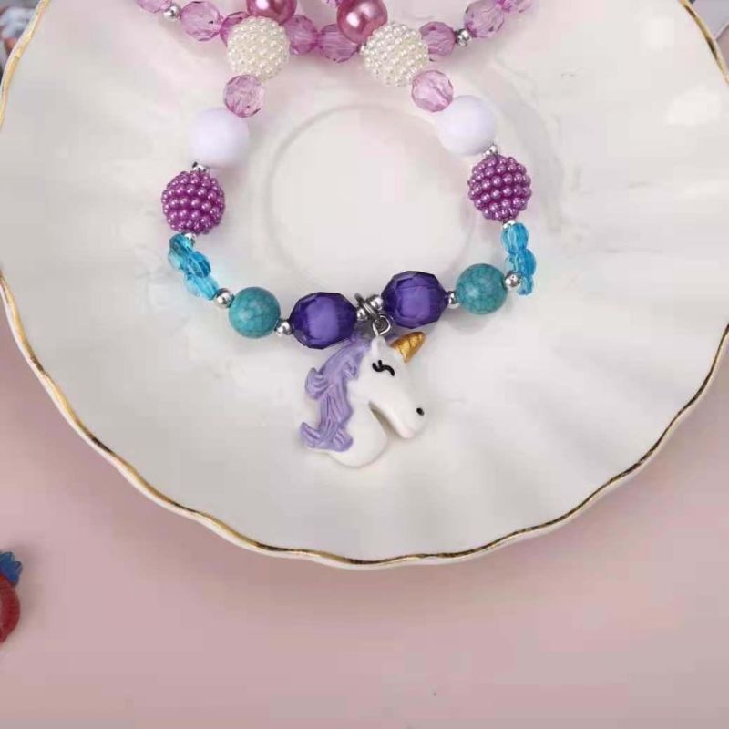 Fashion Jewelry Unicorn Necklace Set Mermaid Princess Jewelry 2-Piece Set