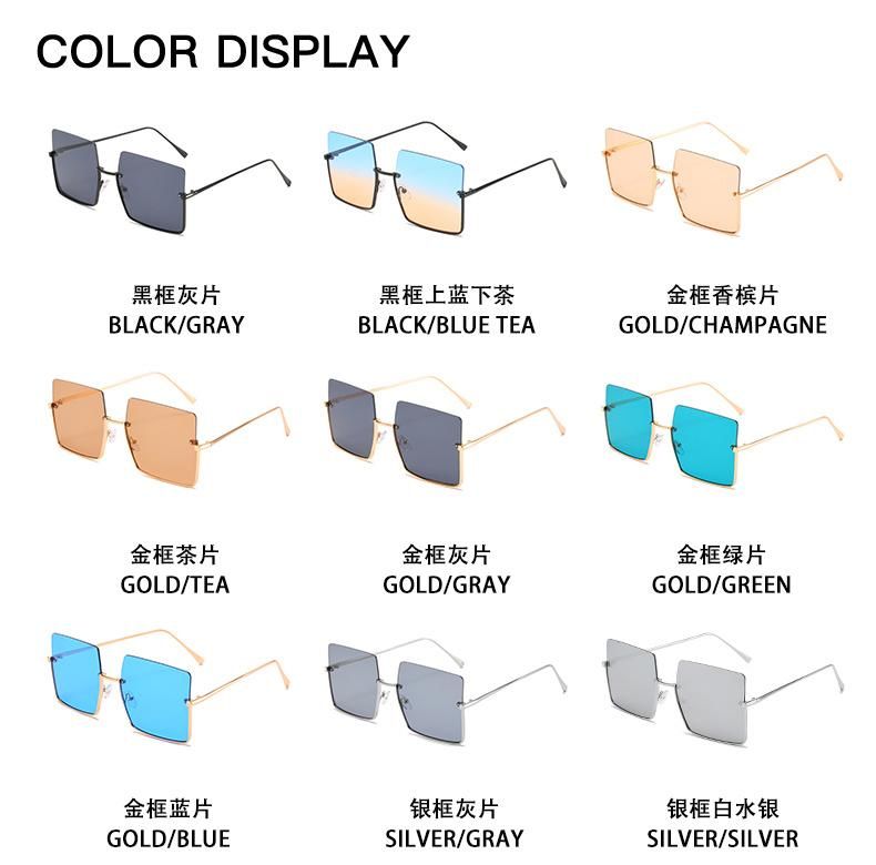 Fashion Half Frame Sun Glasses with Metal Retro Square Ink
