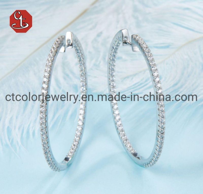 Round Hoop Silver Earrings Fashion Dangle Drop Earring Silver or Brass accessories Jewelry