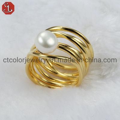 925 Silver Freshwater Pearl Gold Plated Rings Women Jewelry Rings Designs