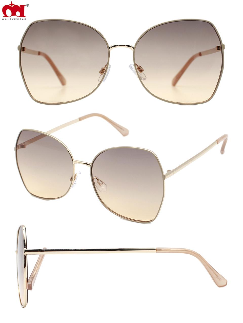 Custom Oversized Flexible Hinge Optical Sun Glasses High Quality Men Women Metal Polarized UV 400 Best Sunglass with Colord Lens (WSM20015)