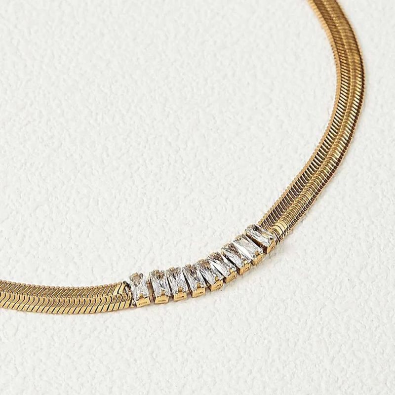 Manufacturer Customized Fashion Zircon Jewelry High Quality Fadeless Gold Filled Bracelet Cheap Stainless Steel Zircon Bracelet for Women