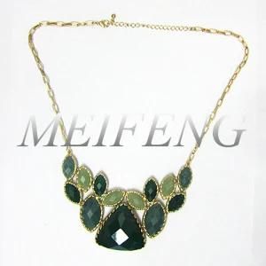 Antique Plating Alloy Fashion Emerald Necklace Bib Necklace