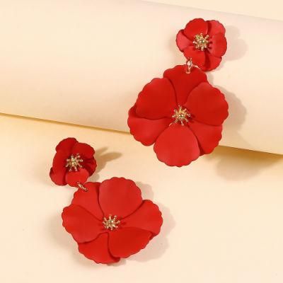 Hot Selling Forest Flower Earrings Creative Fashion Alloy Spray Paint Multicolor Summer Floral Earrings Jewelry Women 2022