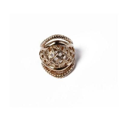 New Design Fashion Jewelry Gold Mesh Shape Ring with Rhinestone