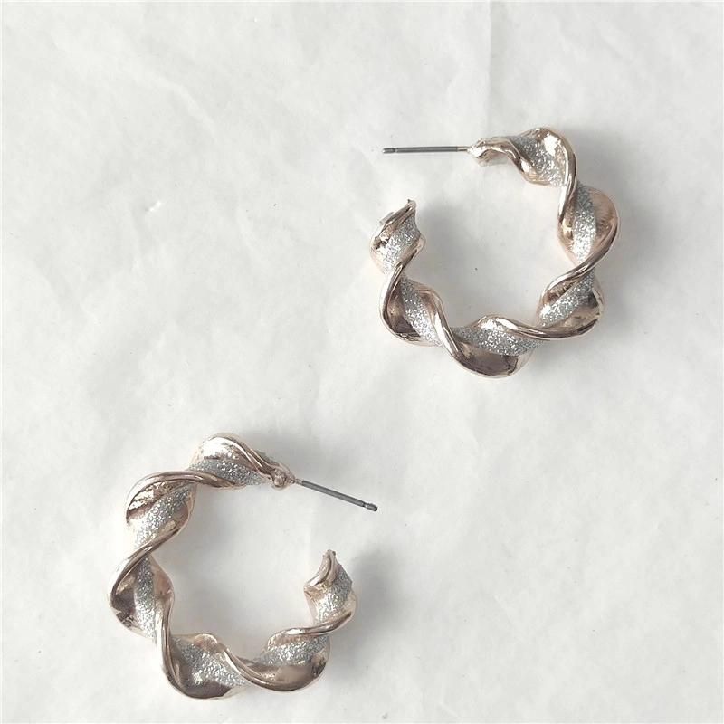Hot Sell Manufacture Silver Glitter Paper Full Cover Twisted Hoop Earring for Female Party and Gift