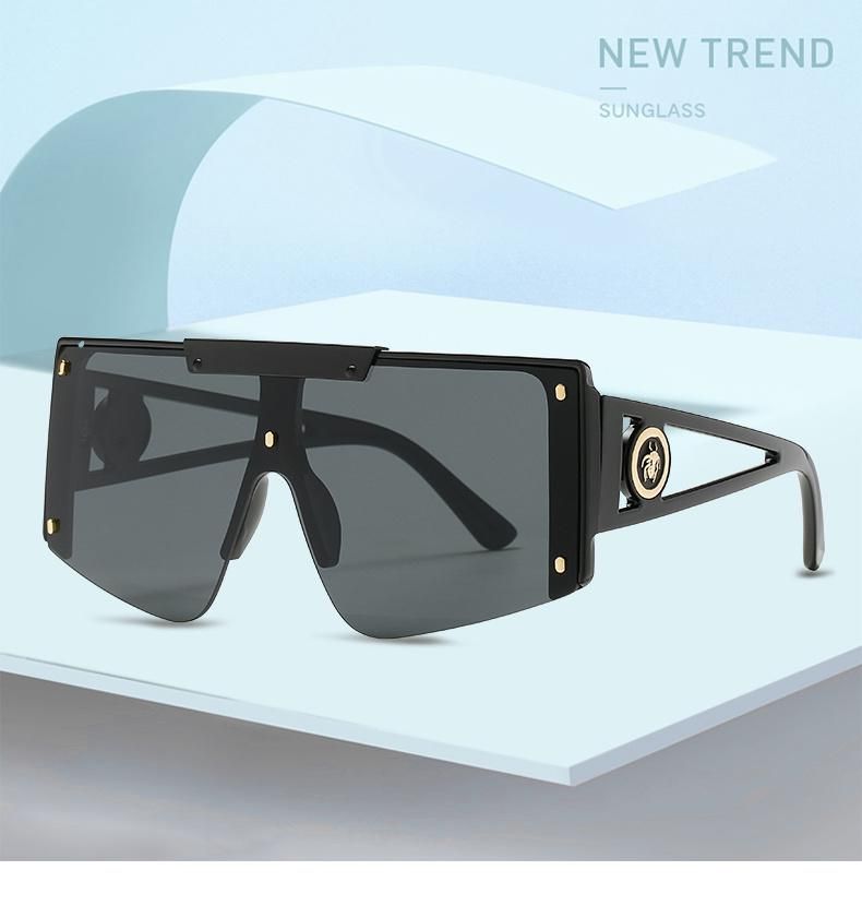 Sunglasses New Trendy One-Piece Cut-Edge Windshield Sunglasses Men′ S European and American Cross-Border Square Frame Fashion Outdoor Sunshade Sunglasses