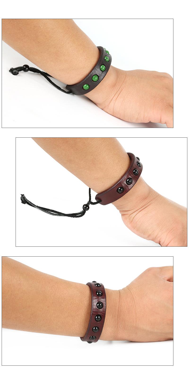 Leather Adjustable Bracelet Cuff Wrap Multicolor Rope Wristband