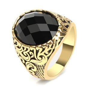 Exquisite Totem Carving Ring Alloy Gemstone Men Jewelry Vintage Turkish Rings