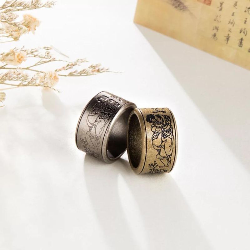 Engraving Design Logo Stainless Steel Plating Bronze/Silver Color Ring