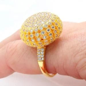 Fashion Jewelry Brass Ring Zircon for Women Gold Plating Finger Ring