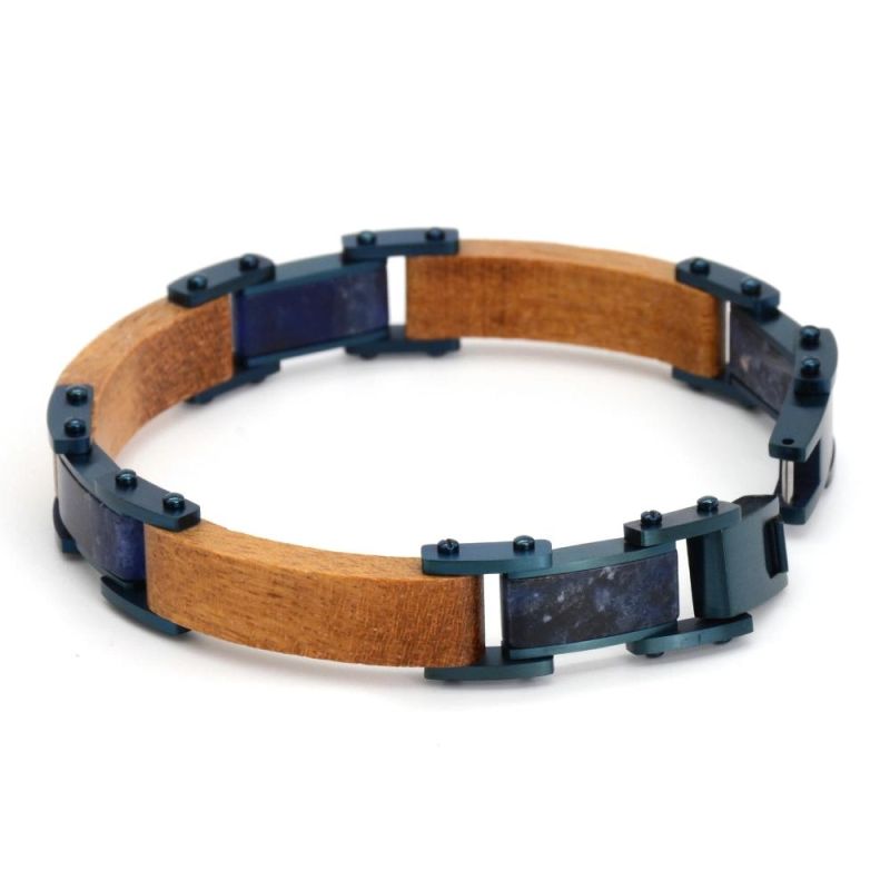 Trending Products 2021 New Arrivals Bewell Marble and Wood Bracelet Men Bandlet Hand Chain Men Gold Bracelet