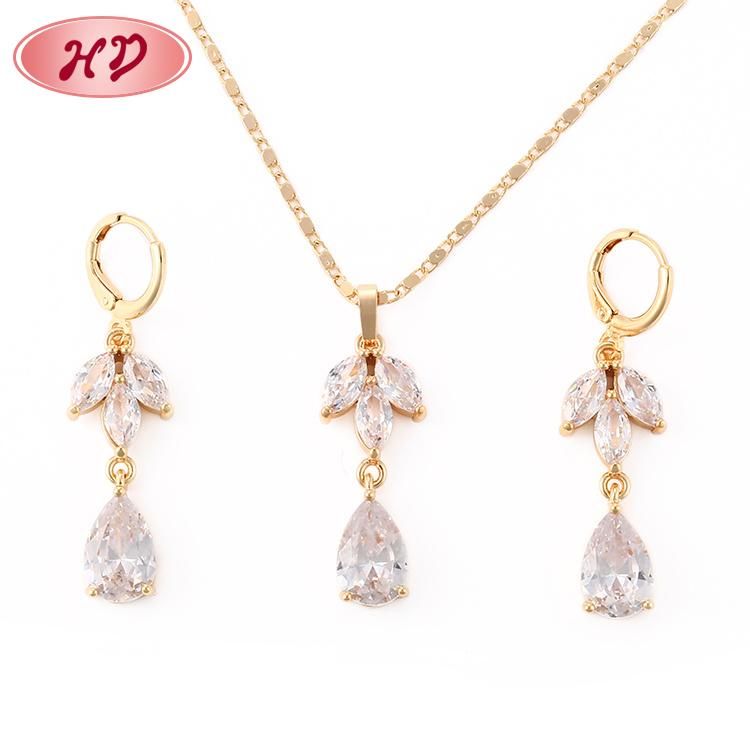 Fashion Women 18K Gold Plated Costume Imitation Charm Ring Bracelet Jewelry with Earring, Pendant, Necklace Sets Jewelry