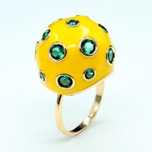 Fashion Color Enamel Rings Women&prime;s Cubic Zirconia Brass Ring Jewelry