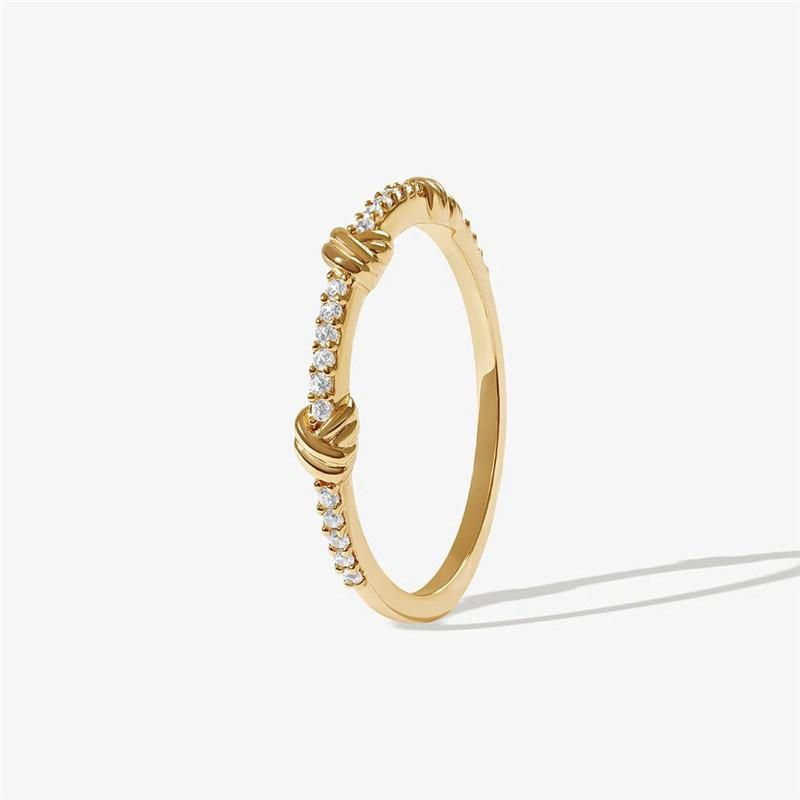 New Trendy Best Quality Tray Triple Knot Ring 18K Gold Plated Sterling Silver Crystal Cubic Zircon Women Fashion Wedding Ring Accessories Bijoux