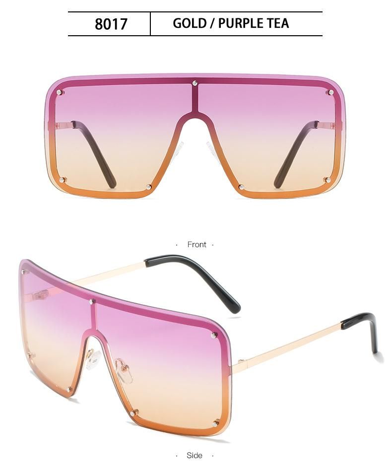 Sunglasses for New Trend Big Frame Sunglasses Female Gradient Color One-Piece Colorful Sunglasses Cross-Border Ins Square Glasses