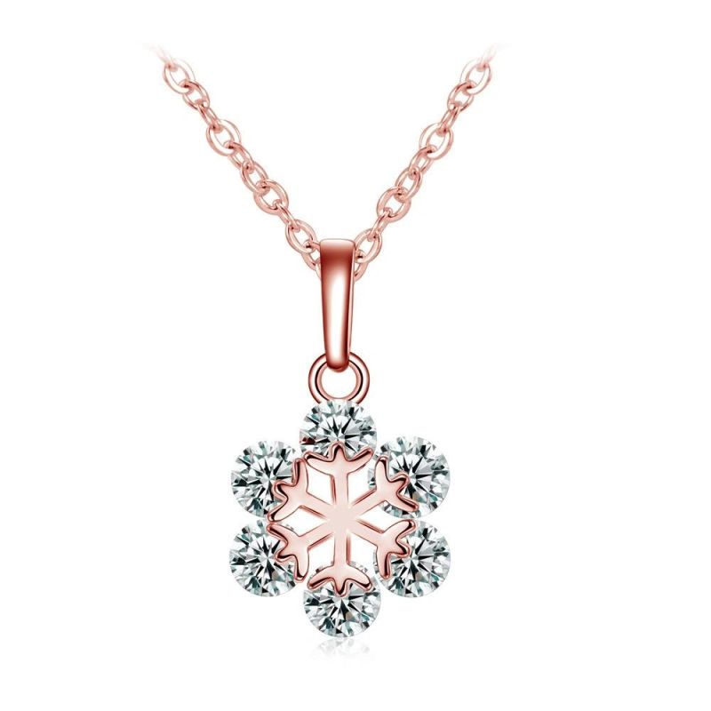 Fashion Simple Zircon Snowflake Pendant Necklace