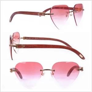 Kiss Sunglasses Fashion Wood Sunglasses with Heart Shape Lenses
