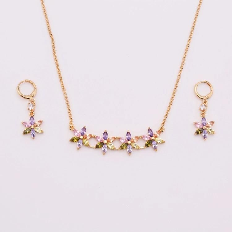 Costume Wholesale Fashion Imitation Stainless Steel Silver Gold Charm Jewelry with Earring Sets Pendant Necklace