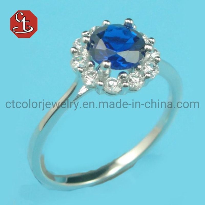 Female Wedding Engagement Silver Ring With Round Cubic Zirconia Exquisite Jewelry