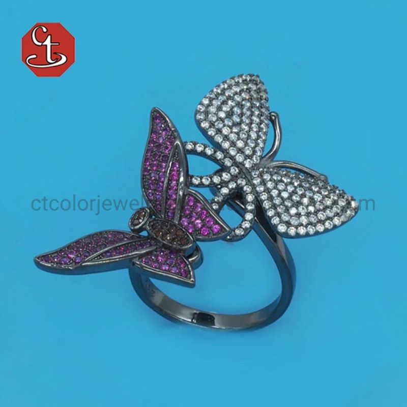 Fashion Butterfly Shaped Finger Rings For Women Luxury Black Color Accessories Jewelry Korean Version Twist Knuckle Ring